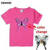 Changing Butterfly Kids Girl T Shirt Summer